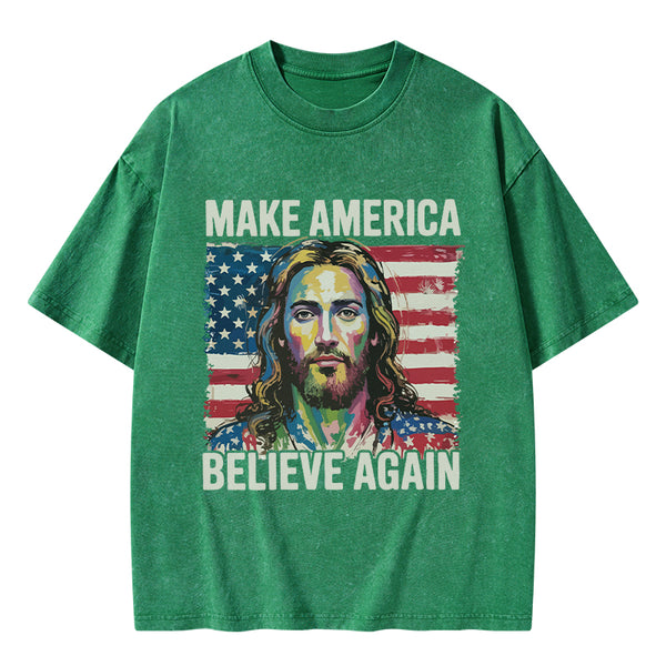 Make America Believe Again Christian Washed T-Shirt