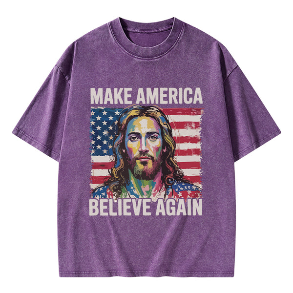 Make America Believe Again Christian Washed T-Shirt