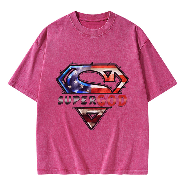 Super God Christian Washed T-Shirt