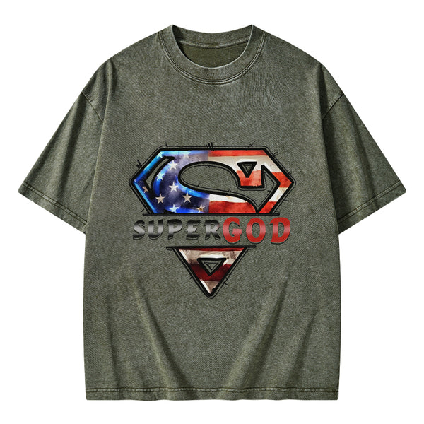 Super God Christian Washed T-Shirt