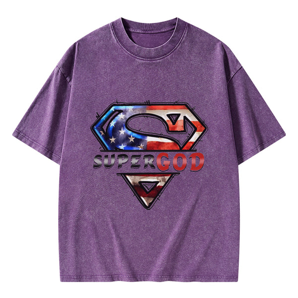 Super God Christian Washed T-Shirt