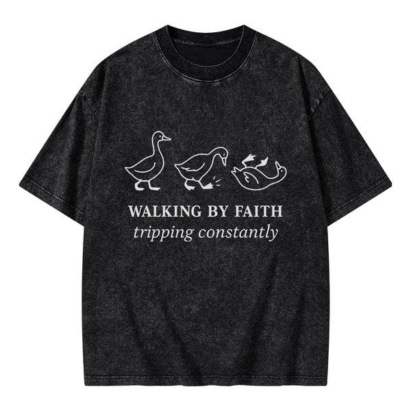 Walking By Faith Christian Washed T-Shirt