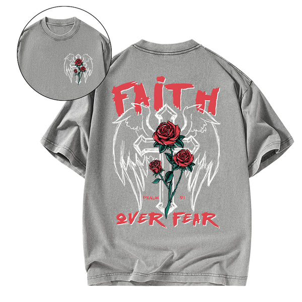 Faith Over Fear Christian Washed T-Shirt