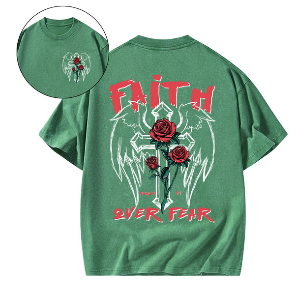 Faith Over Fear Christian Washed T-Shirt