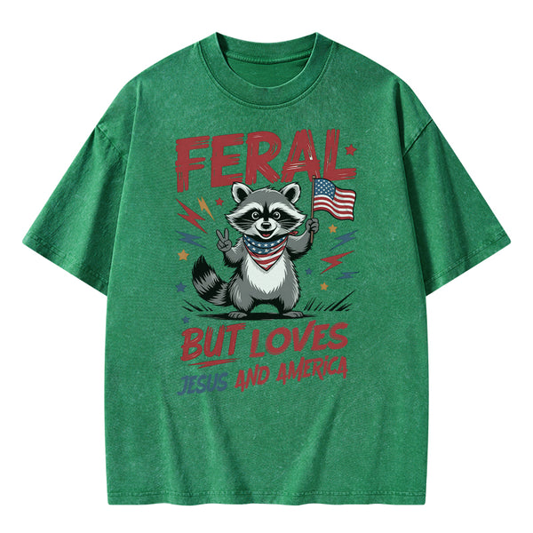 Fear But Loves Jesus And America Christian Washed T-Shirt