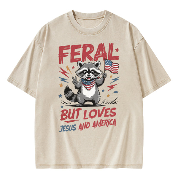 Fear But Loves Jesus And America Christian Washed T-Shirt