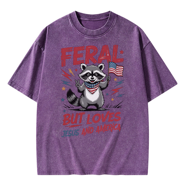 Fear But Loves Jesus And America Christian Washed T-Shirt