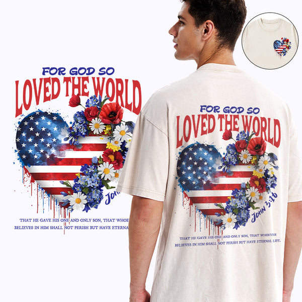 For God So Loved The World Christian Washed T-Shirt