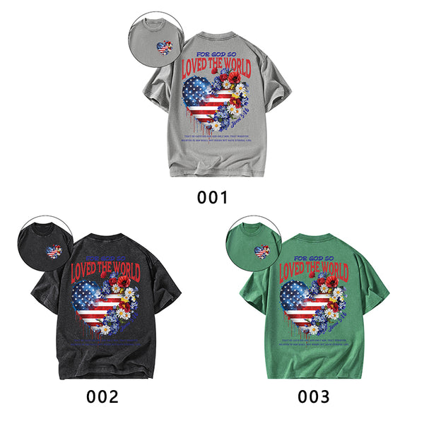 For God So Loved The World Christian Washed T-Shirt