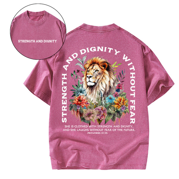 Strength And Dignity Without Fear Christian Washed T-Shirt