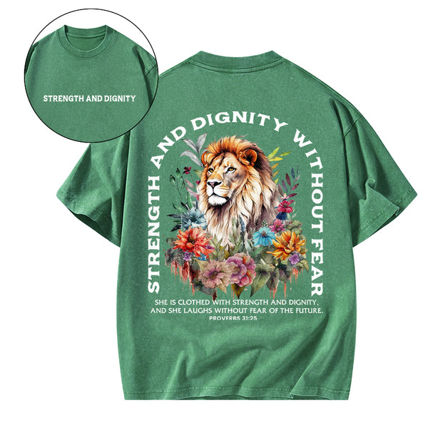 Strength And Dignity Without Fear Christian Washed T-Shirt