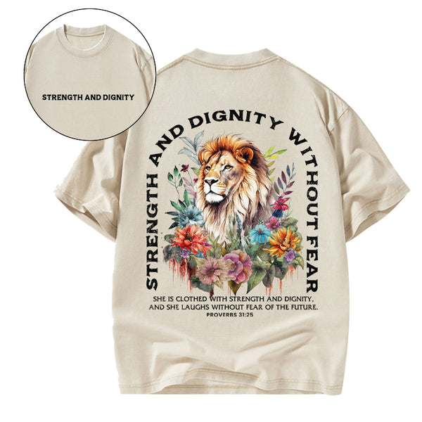 Strength And Dignity Without Fear Christian Washed T-Shirt