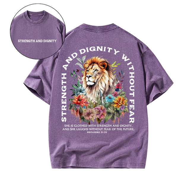 Strength And Dignity Without Fear Christian Washed T-Shirt