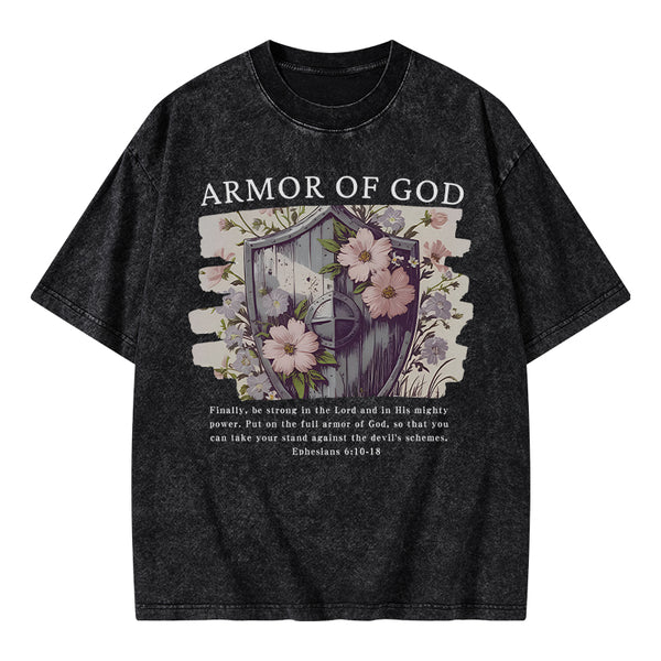 Armor Of God Christian Washed T-Shirt