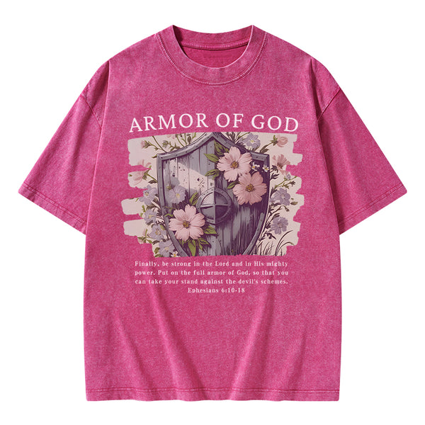 Armor Of God Christian Washed T-Shirt