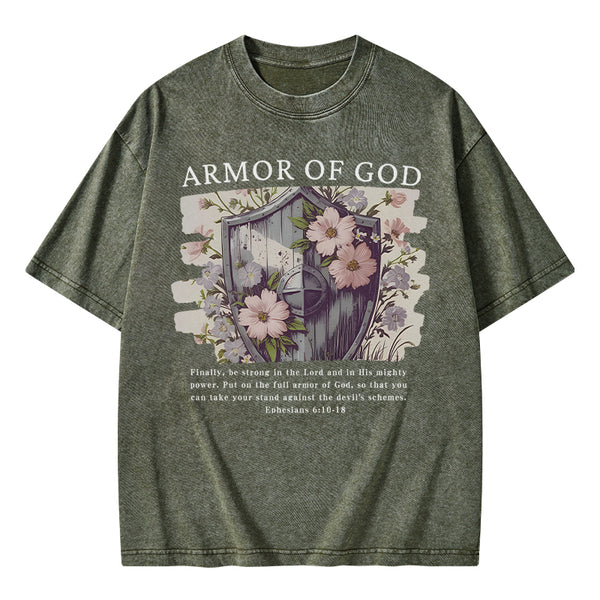 Armor Of God Christian Washed T-Shirt