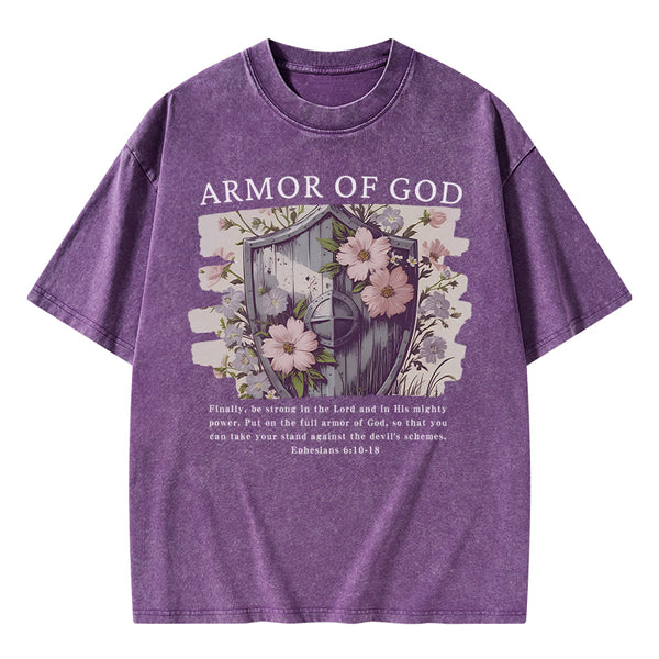 Armor Of God Christian Washed T-Shirt