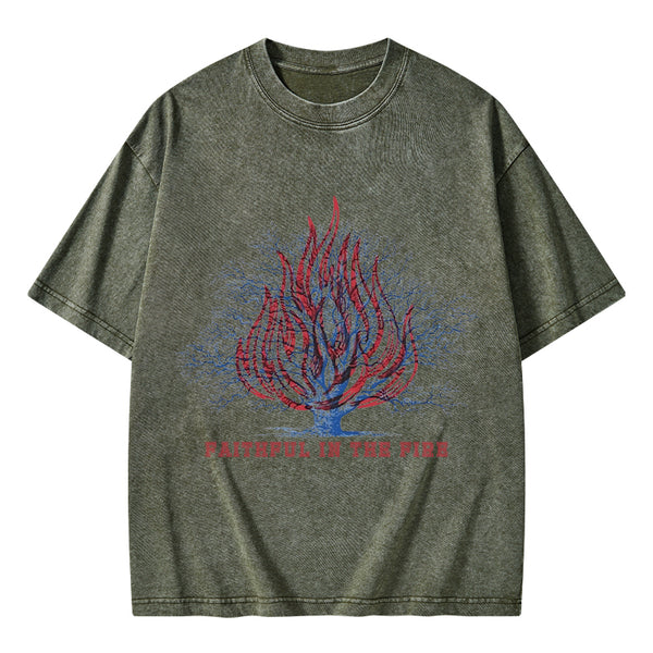 Faithful In The Fire Christian Washed T-Shirt
