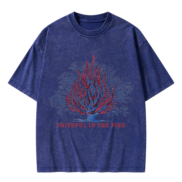 Faithful In The Fire Christian Washed T-Shirt