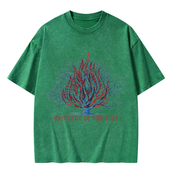 Faithful In The Fire Christian Washed T-Shirt