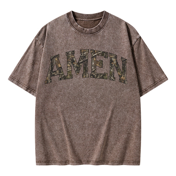 Amen Camouflage Christian Washed T-Shirt