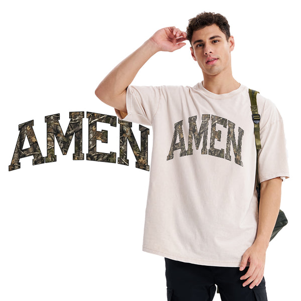 Amen Camouflage Christian Washed T-Shirt