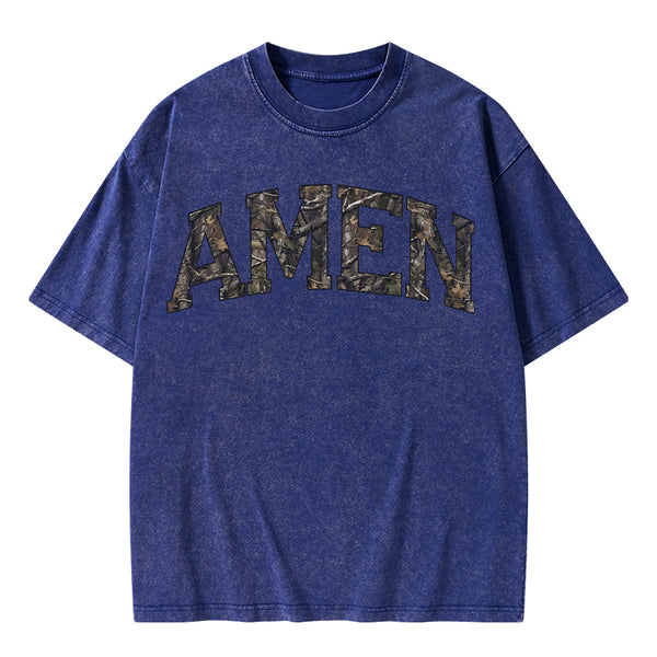 Amen Camouflage Christian Washed T-Shirt