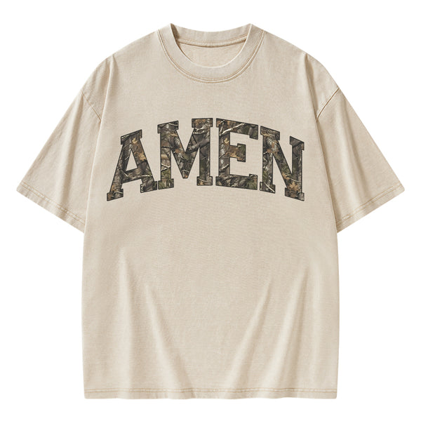 Amen Camouflage Christian Washed T-Shirt