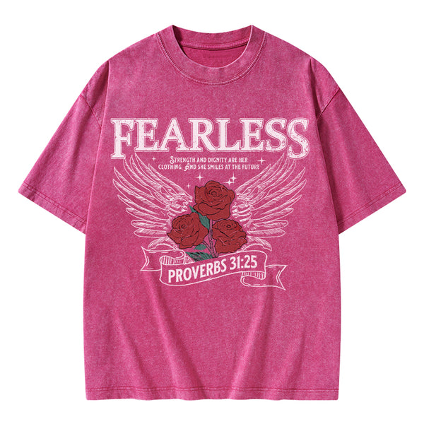 Fearless Srength And Dignity Are Her Clothing Christian Washed T-Shirt