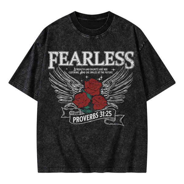 Fearless Srength And Dignity Are Her Clothing Christian Washed T-Shirt