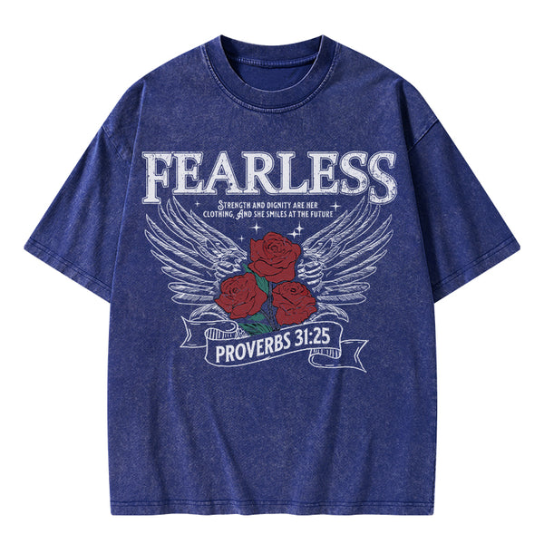 Fearless Srength And Dignity Are Her Clothing Christian Washed T-Shirt