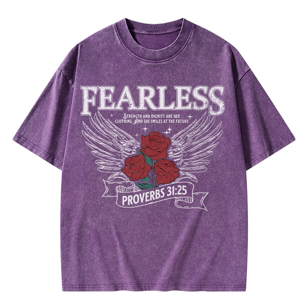 Fearless Srength And Dignity Are Her Clothing Christian Washed T-Shirt
