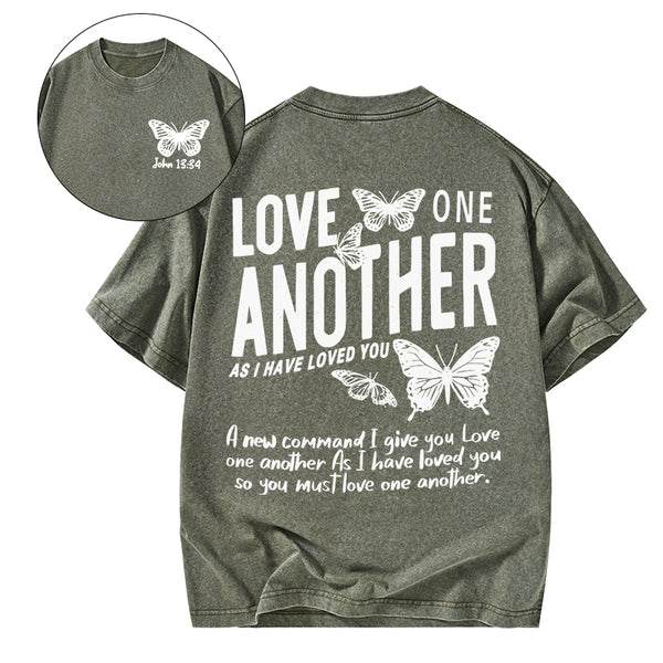 Love One Another As I Have Loved You Christian Washed T-Shirt