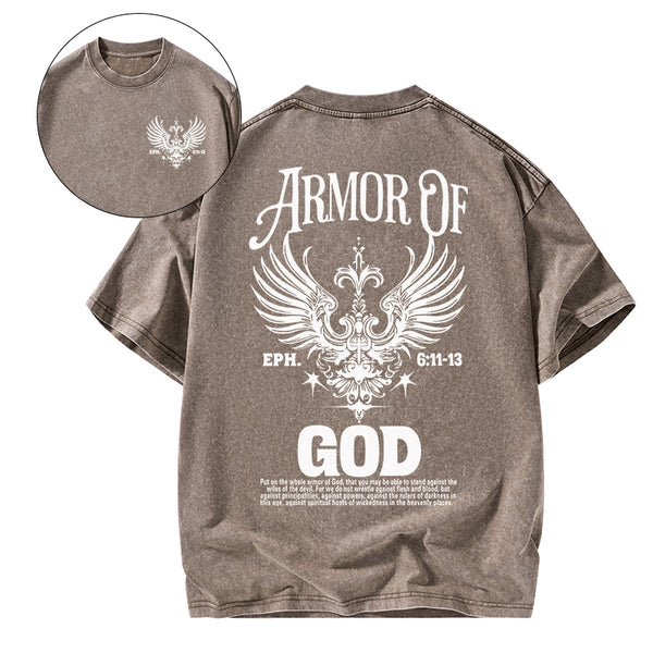 Armor Of God Christian Washed T-Shirt