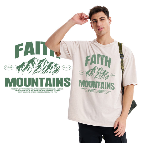 Faith Can Move Mountains Christian Washed T-Shirt