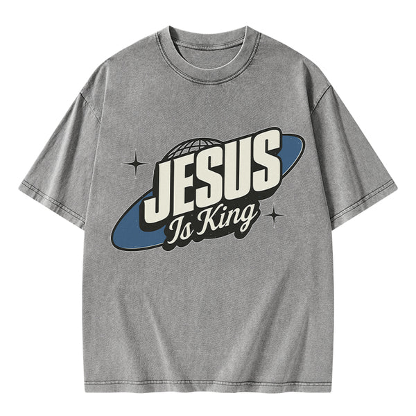 Jesus Is King Christian Washed T-Shirt