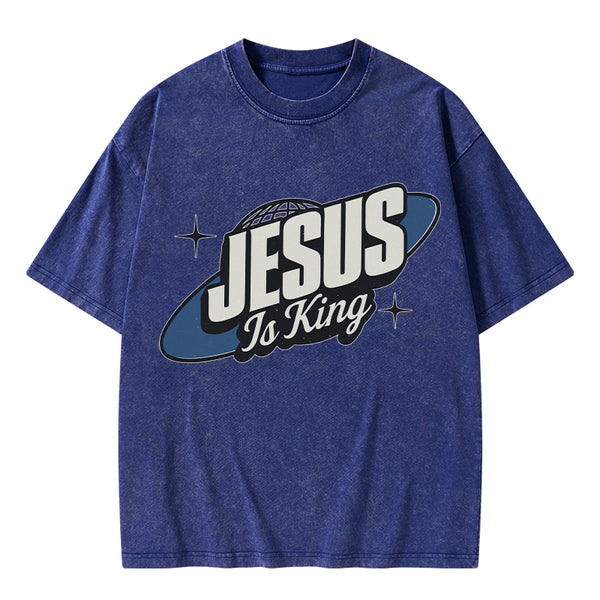 Jesus Is King Christian Washed T-Shirt
