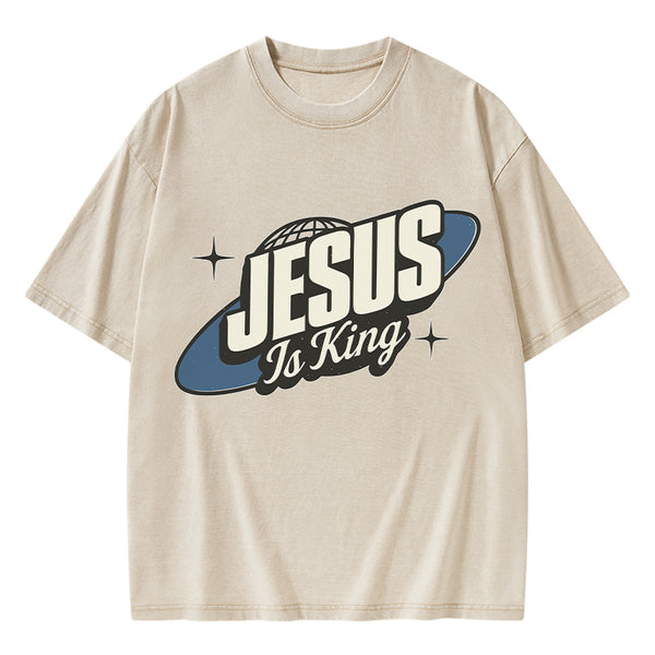 Jesus Is King Christian Washed T-Shirt