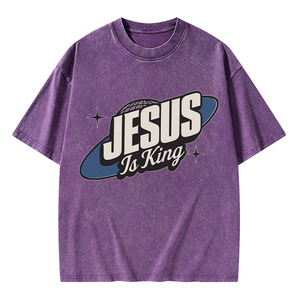 Jesus Is King Christian Washed T-Shirt