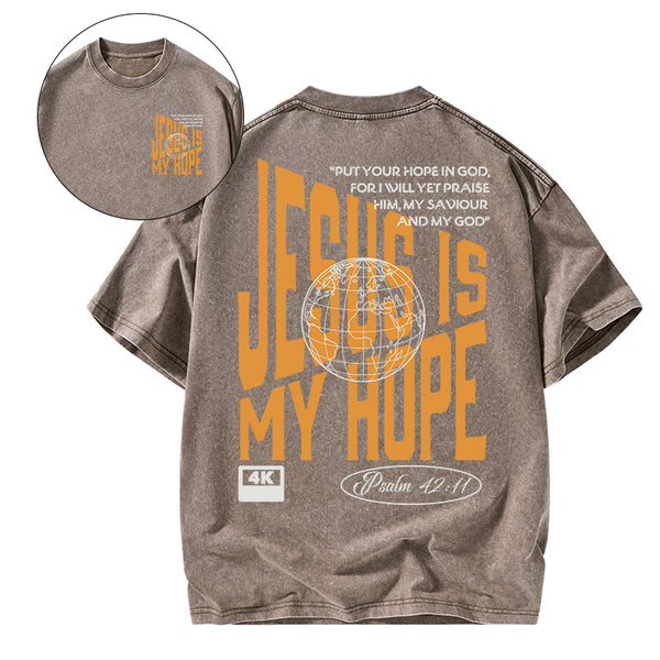 Jesus Is My Hope Christian Washed T-Shirt