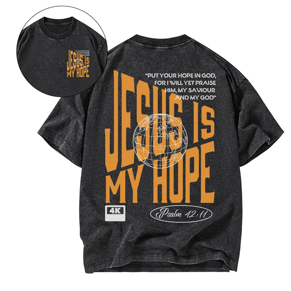 Jesus Is My Hope Christian Washed T-Shirt