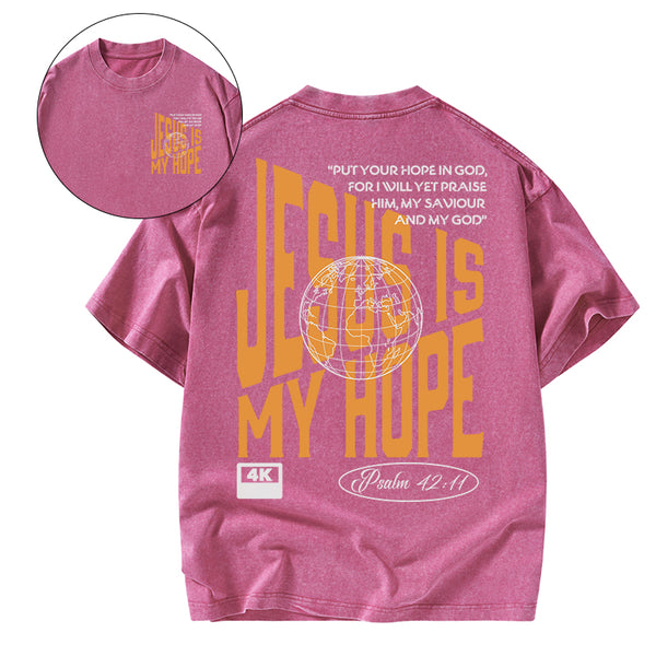 Jesus Is My Hope Christian Washed T-Shirt