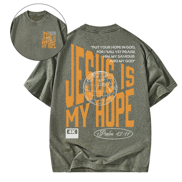 Jesus Is My Hope Christian Washed T-Shirt