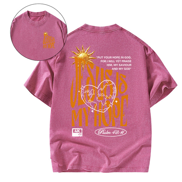 Jesus Is My Hope Christian Washed T-Shirt