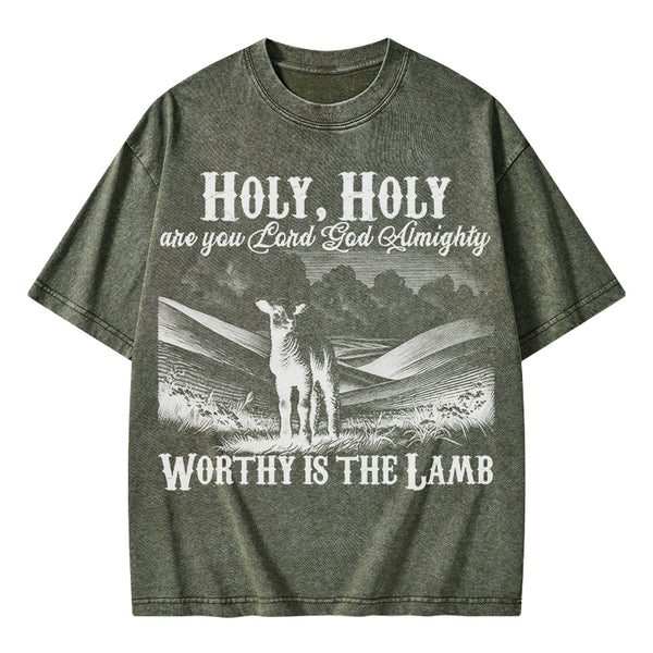 Worthy Is The Lamb Christian Washed T-Shirt