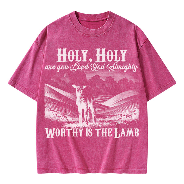 Worthy Is The Lamb Christian Washed T-Shirt