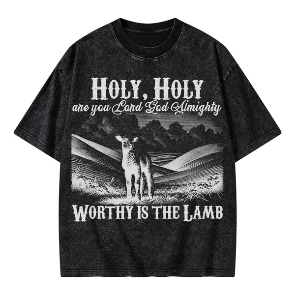 Worthy Is The Lamb Christian Washed T-Shirt