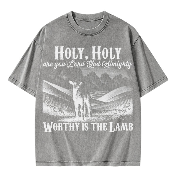 Worthy Is The Lamb Christian Washed T-Shirt