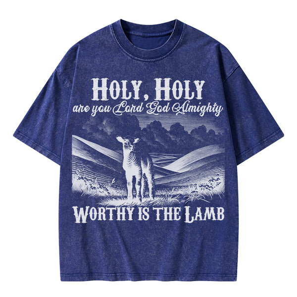 Worthy Is The Lamb Christian Washed T-Shirt
