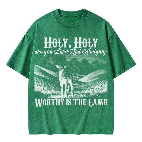 Worthy Is The Lamb Christian Washed T-Shirt
